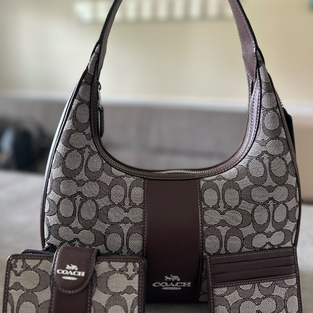 Coach Carmen Signature Hobo Bag, Matching Wallet & Card Case Set